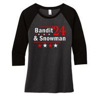 Bandit And Snowman 2024 Election Women's Tri-Blend 3/4-Sleeve Raglan Shirt