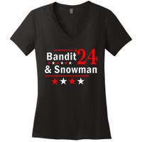 Bandit And Snowman 2024 Election Women's V-Neck T-Shirt