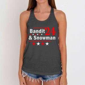 Bandit And Snowman 2024 Election Women's Knotted Racerback Tank