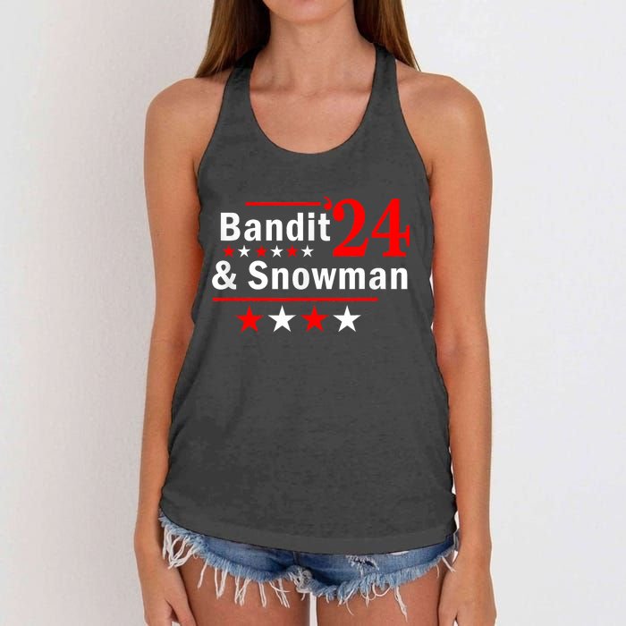 Bandit And Snowman 2024 Election Women's Knotted Racerback Tank