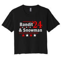 Bandit And Snowman 2024 Election Women's Crop Top Tee