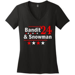 Bandit And Snowman 2024 Election Women's V-Neck T-Shirt