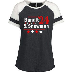 Bandit And Snowman 2024 Election Enza Ladies Jersey Colorblock Tee