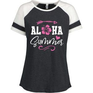 Beach Aloha Summertime In Hawaii Tropical Cruise Great Gift Enza Ladies Jersey Colorblock Tee