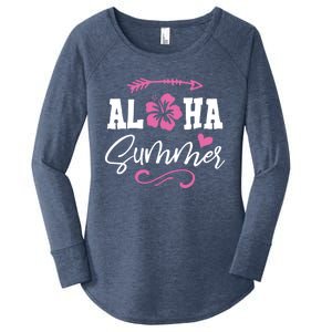 Beach Aloha Summertime In Hawaii Tropical Cruise Great Gift Women's Perfect Tri Tunic Long Sleeve Shirt