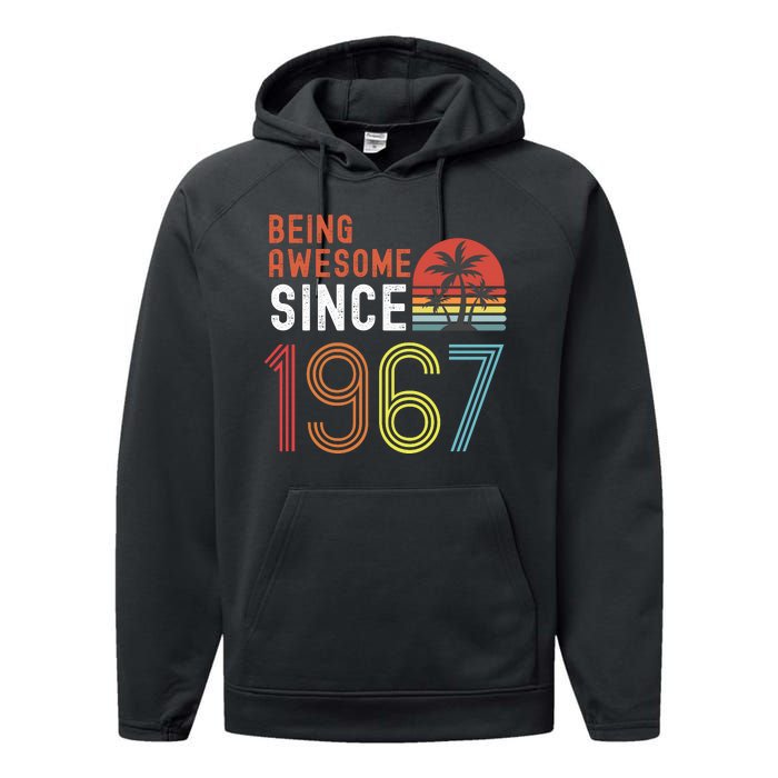 Being Awesome Since 1967, Made In 1967, Vintage 54th Birthday Performance Fleece Hoodie