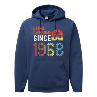 Being Awesome Since 1968, Made In 1968 Vintage 53rd Birthday Performance Fleece Hoodie