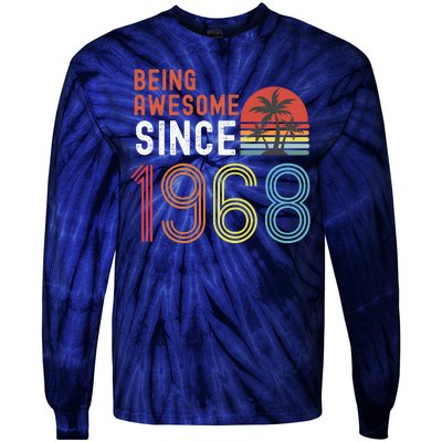 Being Awesome Since 1968, Made In 1968 Vintage 53rd Birthday Tie-Dye Long Sleeve Shirt