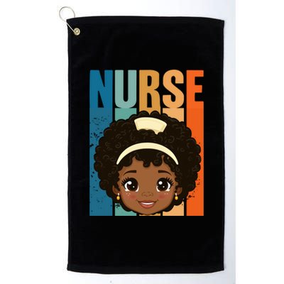 Black Afro Strong Nurse Black History Month Nursing Funny Gift Platinum Collection Golf Towel