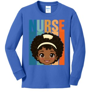 Black Afro Strong Nurse Black History Month Nursing Funny Gift Kids Long Sleeve Shirt