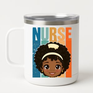 Black Afro Strong Nurse Black History Month Nursing Funny Gift 12 oz Stainless Steel Tumbler Cup