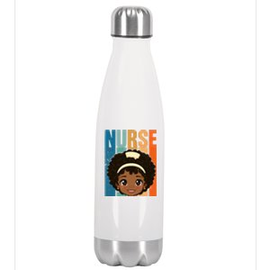 Black Afro Strong Nurse Black History Month Nursing Funny Gift Stainless Steel Insulated Water Bottle