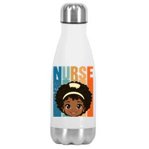 Black Afro Strong Nurse Black History Month Nursing Funny Gift Stainless Steel Insulated Water Bottle