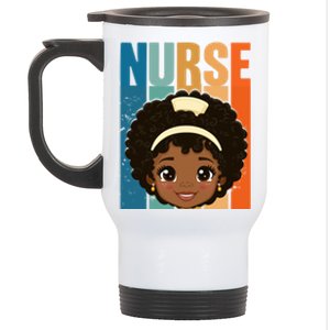 Black Afro Strong Nurse Black History Month Nursing Funny Gift Stainless Steel Travel Mug