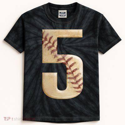 Baseball 5th Birthday  Kids Tie-Dye T-Shirt
