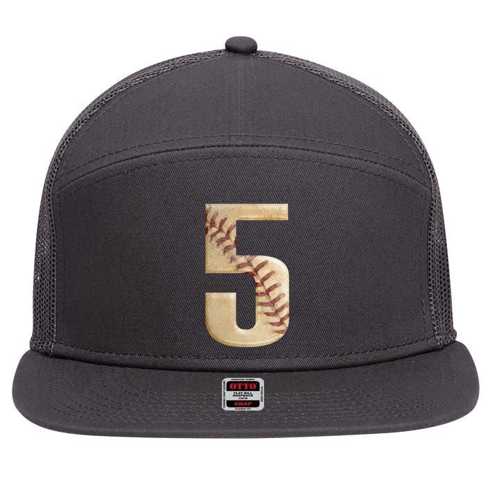 Baseball 5th Birthday  7 Panel Mesh Trucker Snapback Hat