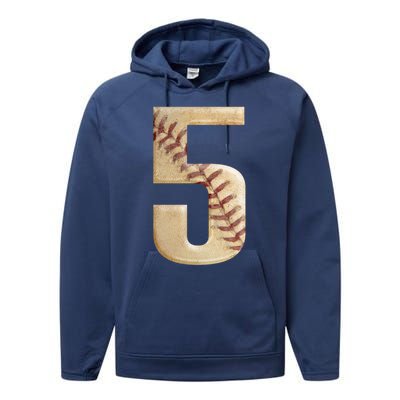 Baseball 5th Birthday  Performance Fleece Hoodie