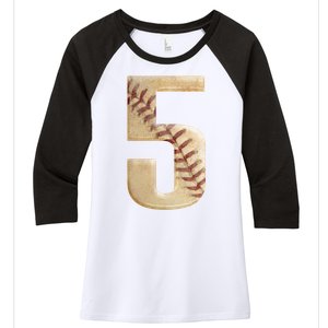 Baseball 5th Birthday  Women's Tri-Blend 3/4-Sleeve Raglan Shirt