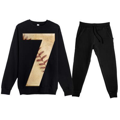 Baseball 7th Birthday Premium Crewneck Sweatsuit Set