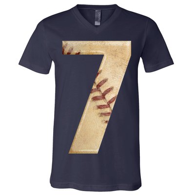 Baseball 7th Birthday V-Neck T-Shirt