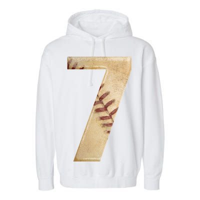 Baseball 7th Birthday Garment-Dyed Fleece Hoodie