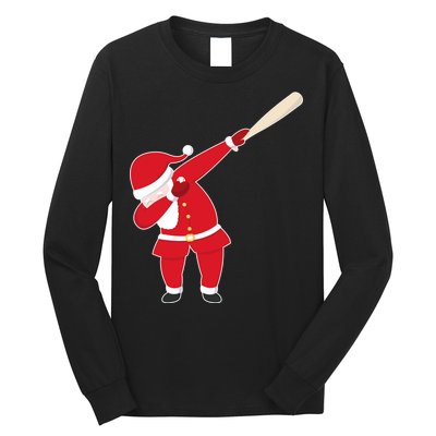 Baseball Bat Dabbing Santa Long Sleeve Shirt