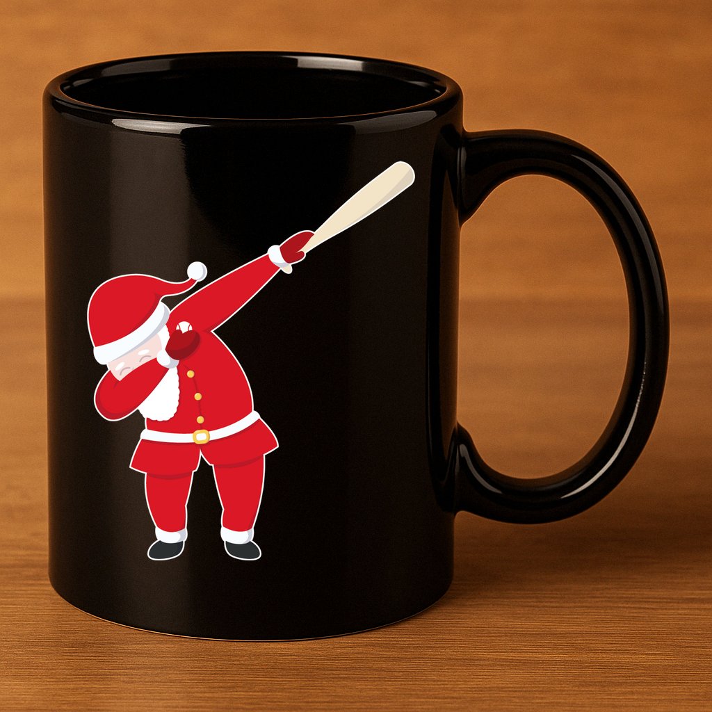 Baseball Bat Dabbing Santa 11oz C Handle Ceramic Mug