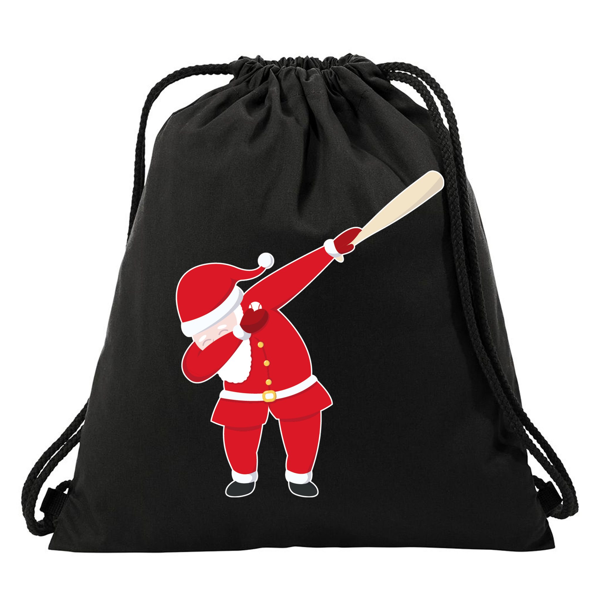 Baseball Bat Dabbing Santa Drawstring Bag