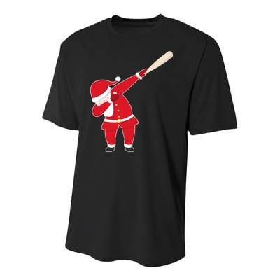 Baseball Bat Dabbing Santa Youth Performance Sprint T-Shirt