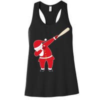 Baseball Bat Dabbing Santa Women's Racerback Tank