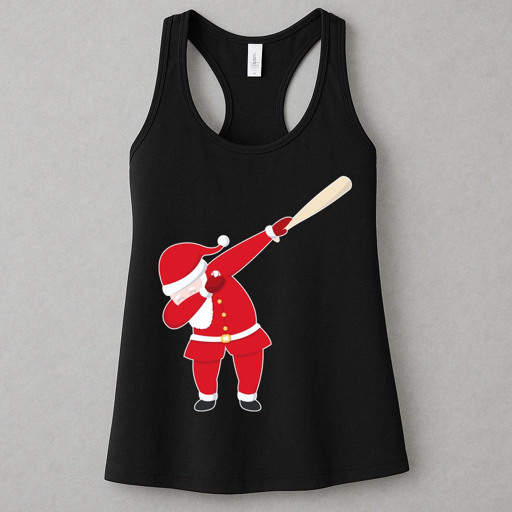 Baseball Bat Dabbing Santa Womens Tank Top