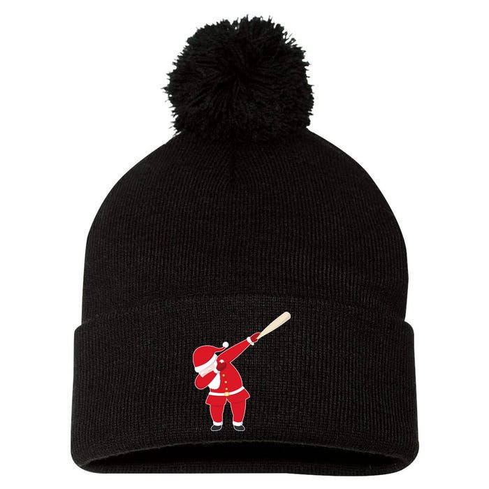 Baseball Bat Dabbing Santa Pom Pom 12in Knit Beanie