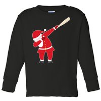 Baseball Bat Dabbing Santa Toddler Long Sleeve Shirt