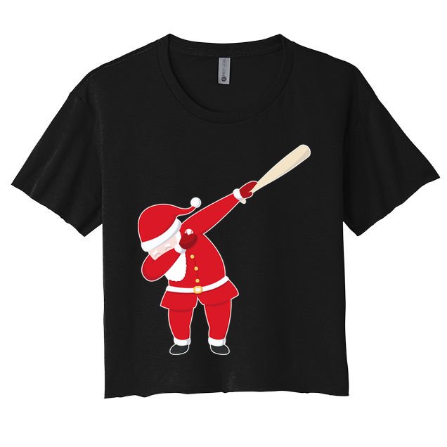 Baseball Bat Dabbing Santa Crop Top