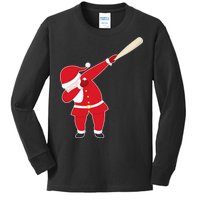 Baseball Bat Dabbing Santa Kids Long Sleeve Shirt