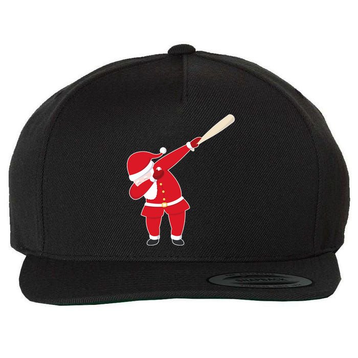 Baseball Bat Dabbing Santa Wool Snapback Cap