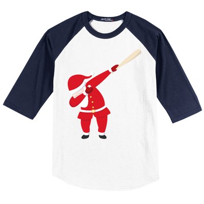 Baseball Bat Dabbing Santa Baseball Sleeve Shirt