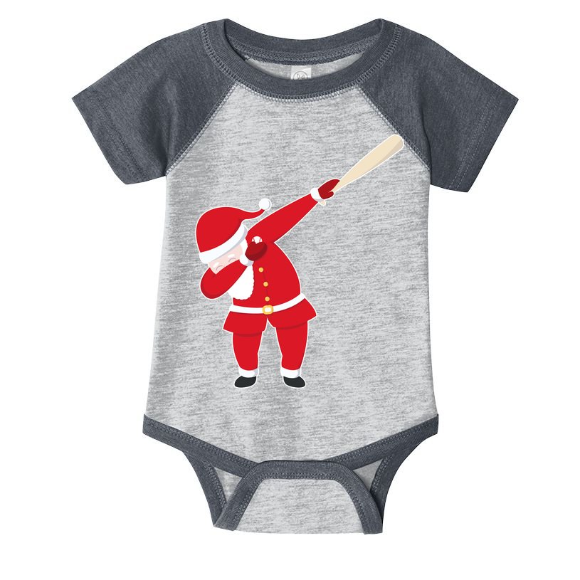 Baseball Bat Dabbing Santa Infant Baby Jersey Bodysuit