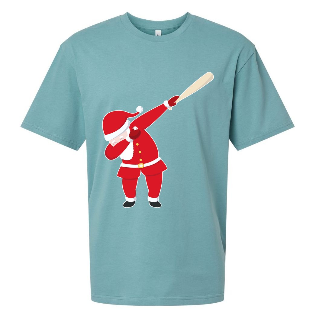 Baseball Bat Dabbing Santa Sueded Cloud Jersey T-Shirt