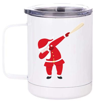 Baseball Bat Dabbing Santa 12 oz Stainless Steel Tumbler Cup