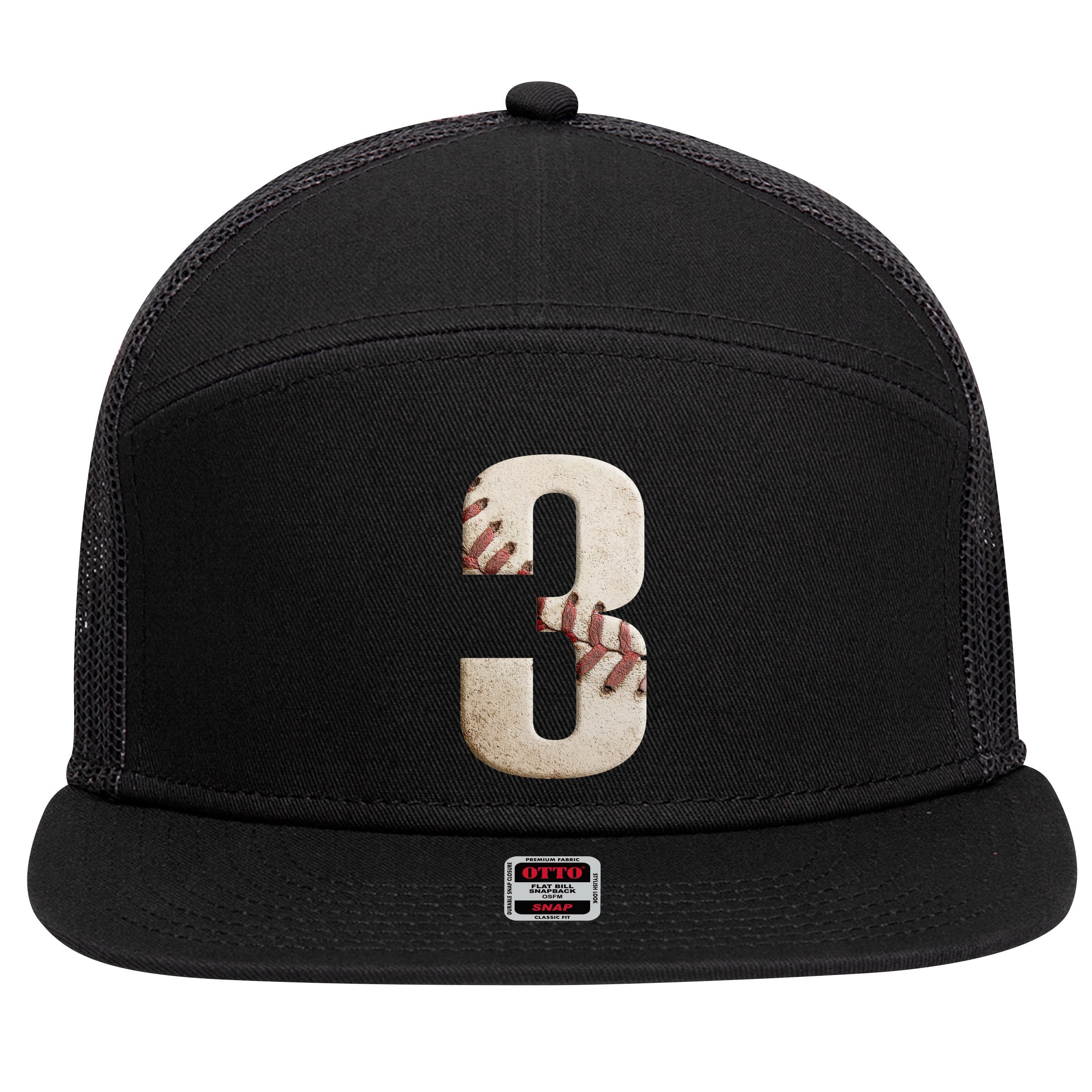 Baseball Birthday 3rd Birthday 7 Panel Mesh Trucker Snapback Hat