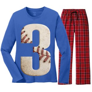 Baseball Birthday 3rd Birthday Women's Long Sleeve Flannel Pajama Set 