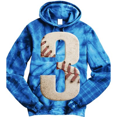 Baseball Birthday 3rd Birthday Tie Dye Hoodie