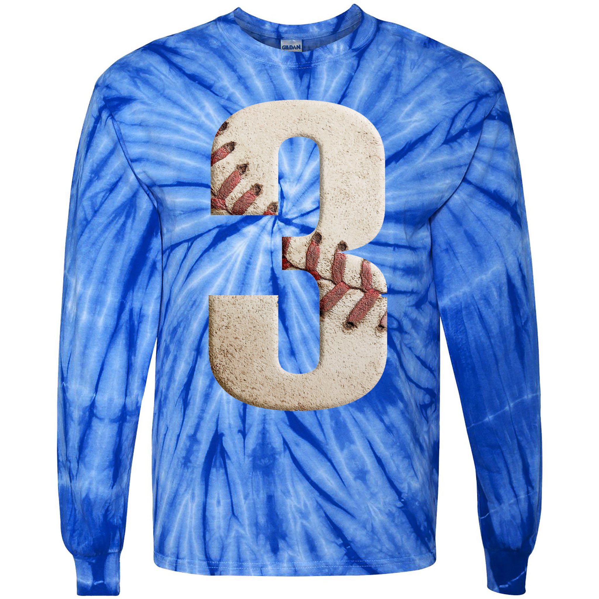 Baseball Birthday 3rd Birthday Tie-Dye Long Sleeve Shirt