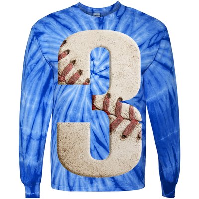 Baseball Birthday 3rd Birthday Tie-Dye Long Sleeve Shirt