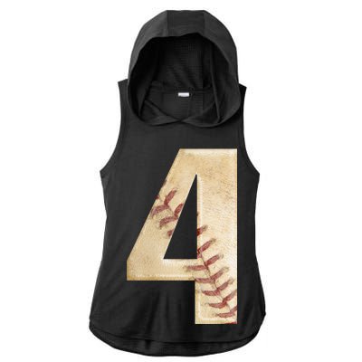 Baseball Birthday 4th birthday Ladies PosiCharge Tri-Blend Wicking Draft Hoodie Tank