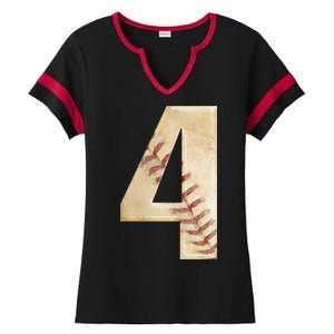 Baseball Birthday 4th birthday Ladies Halftime Notch Neck Tee