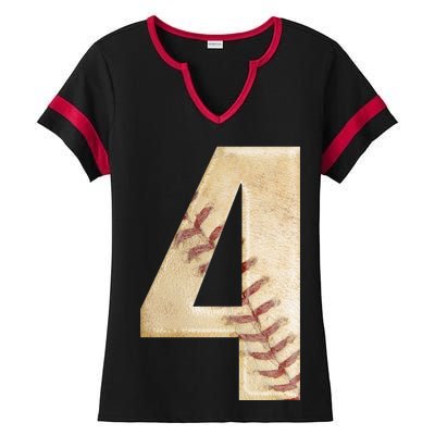 Baseball Birthday 4th birthday Ladies Halftime Notch Neck Tee