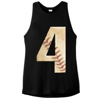 Baseball Birthday 4th birthday Ladies PosiCharge Tri-Blend Wicking Tank