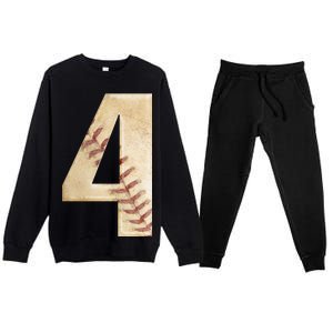 Baseball Birthday 4th birthday Premium Crewneck Sweatsuit Set